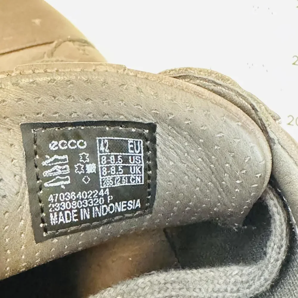 ECCO Shoes Mens 8.5 Gray Leather Low Top Casual Sneakers Comfort Walking
